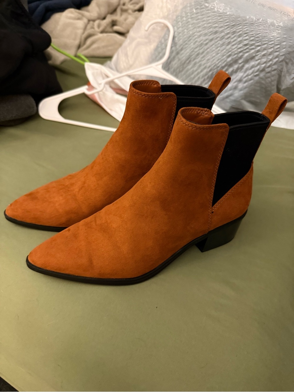 a new day Women's Pointed Suede Chelsea Ankle Boots - Rust
